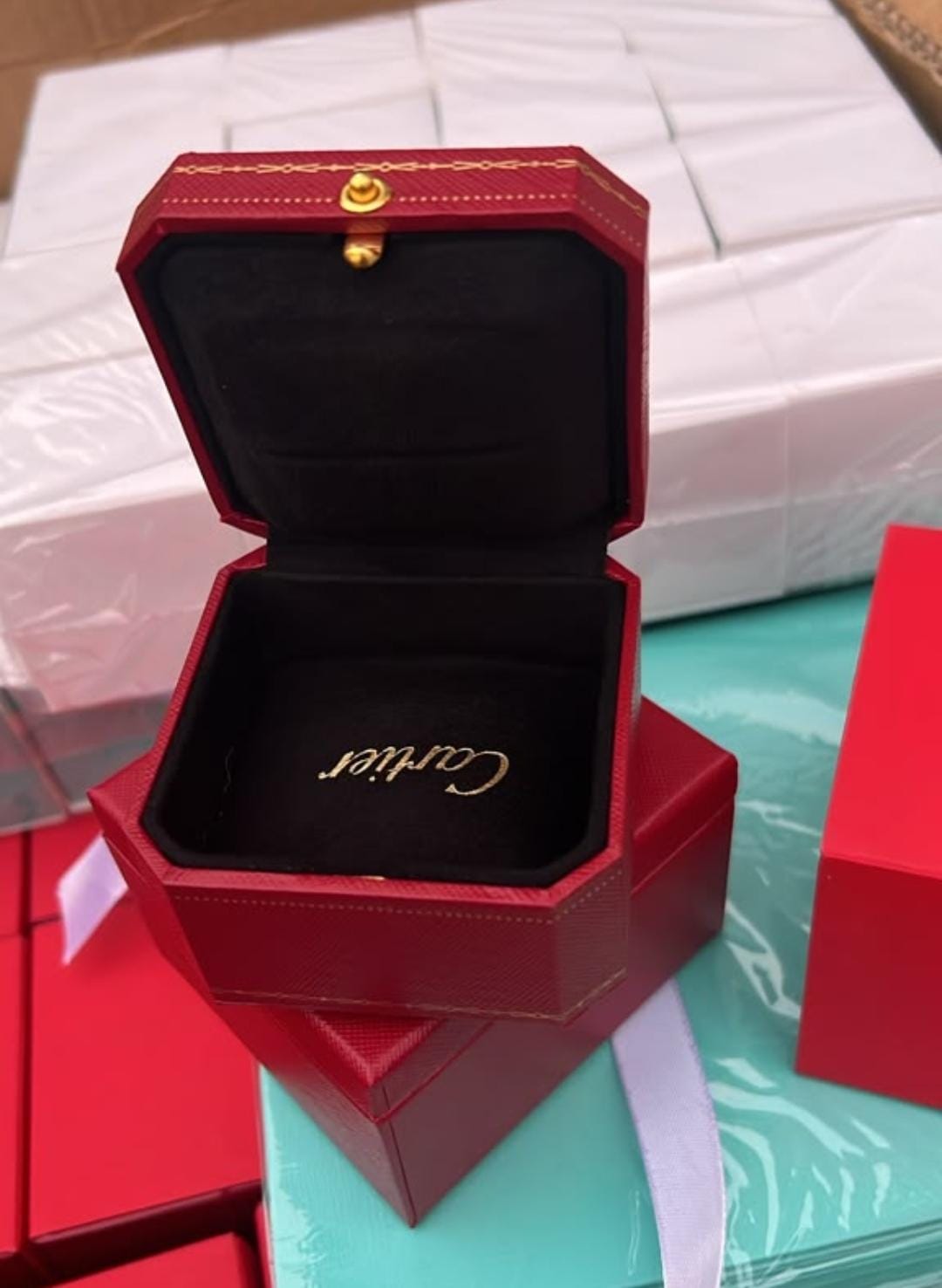 [Near Mint] Cartier Genuine Pair Ring Jewelry empty Red Case From Japan