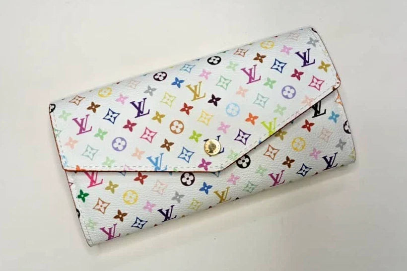 Louis Vuitton x Takashi Murakami White Multicolor Sarah Long Wallet With Box