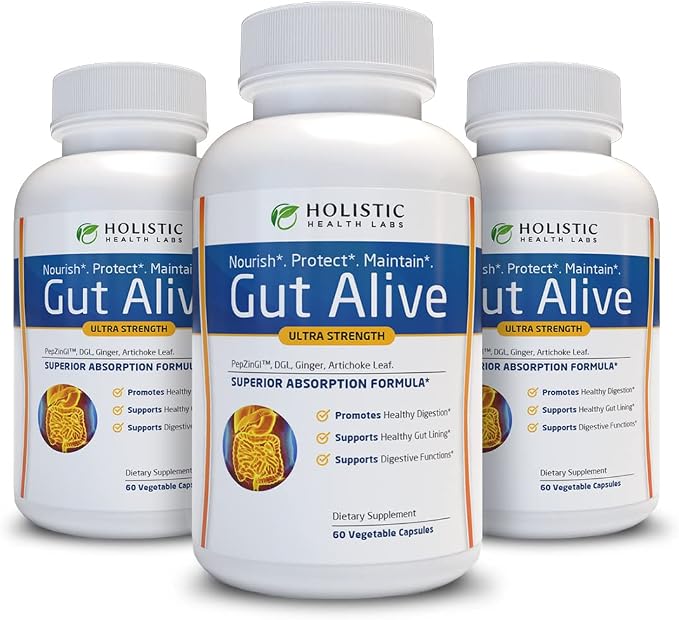 Holistic Health Labs Gut Alive – Digestive Support, 60 Capsules, 3-Pack
