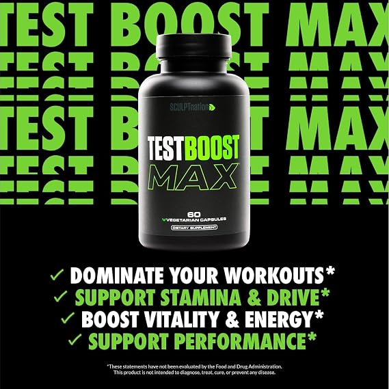 Sculpt Nation Test Boost Max – Men’s Testosterone & Performance Support, 60 Capsules