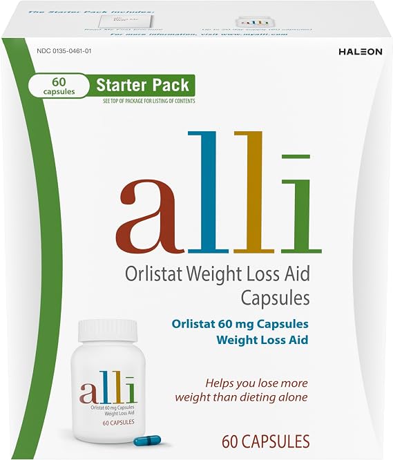 alli Weight Loss Supplement, Orlistat 60 mg Capsules, 60 Count Starter Pack