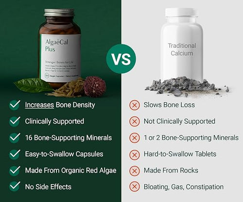 ALGAECAL Plus Calcium Supplement for Bone Density, with D3 K2, 120 Caps