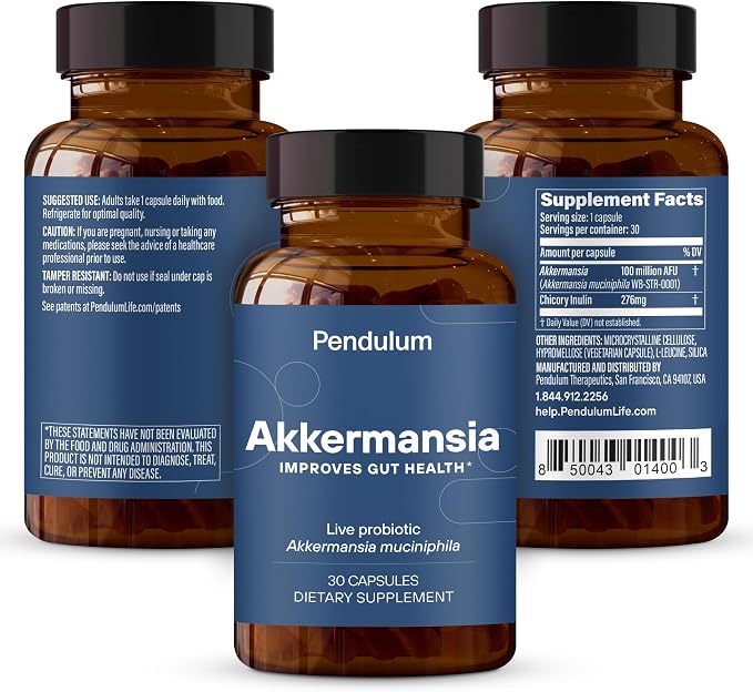 Akkermansia Probiotic with Prebiotic Fiber – 30 Capsules, 3-Pack