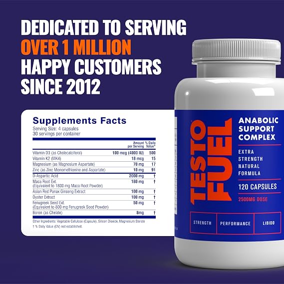 TestoFuel T-Booster for Men – 120 Tablets, Testosterone & Muscle Support