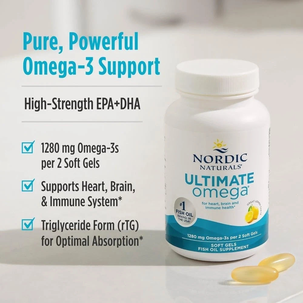 Nordic Naturals Ultimate Omega Lemon 1280mg Softgels - 120 Count
