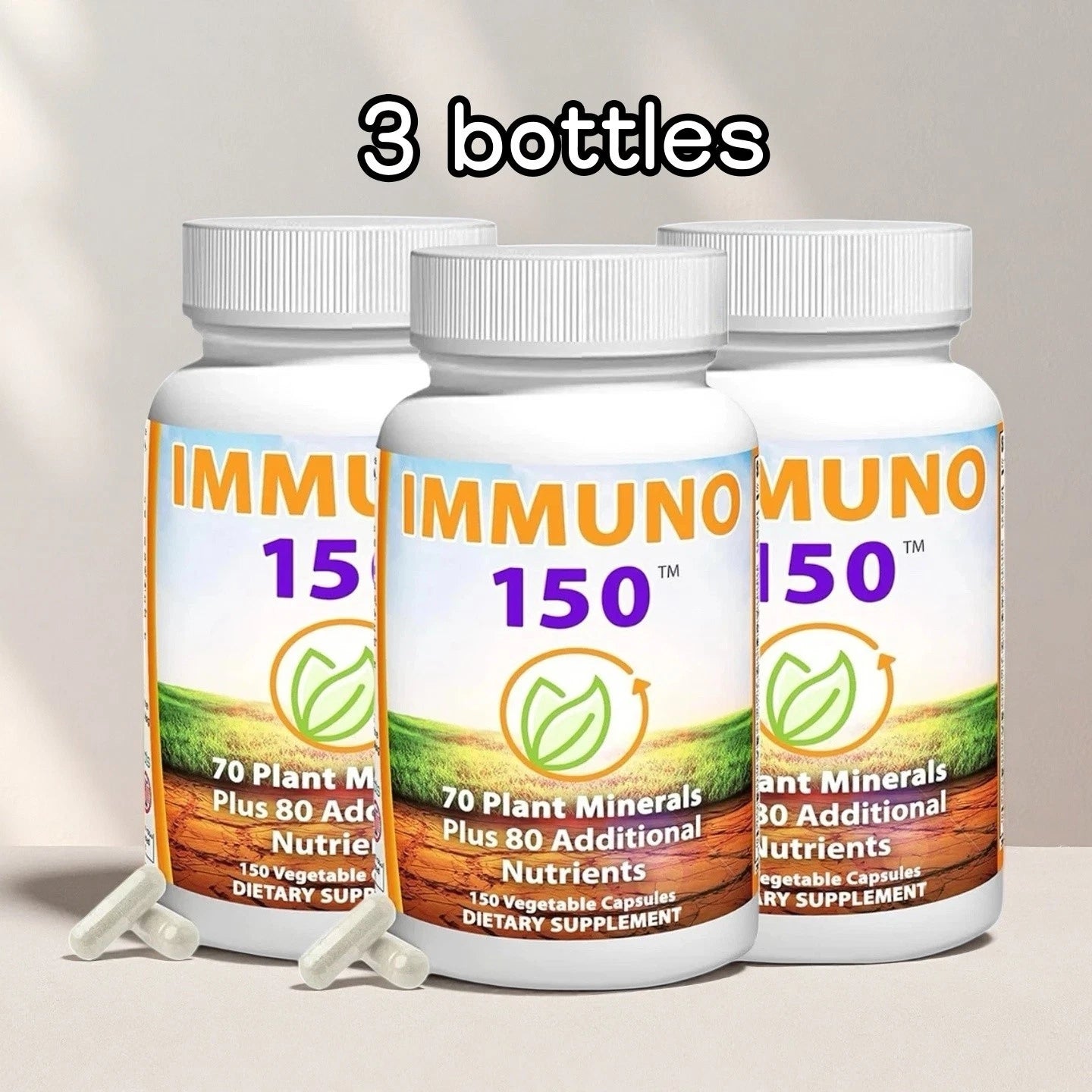 3 Bottles IMMUNO 150 THE ULTIMATE MULTI VITAMIN, IMMUNE BOOSTER.150 CAPSULES