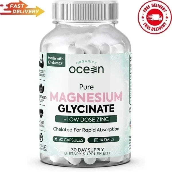 Organics Ocean Pure Magnesium Glycinate Low Zinc Dose Chelated 90 Capsules