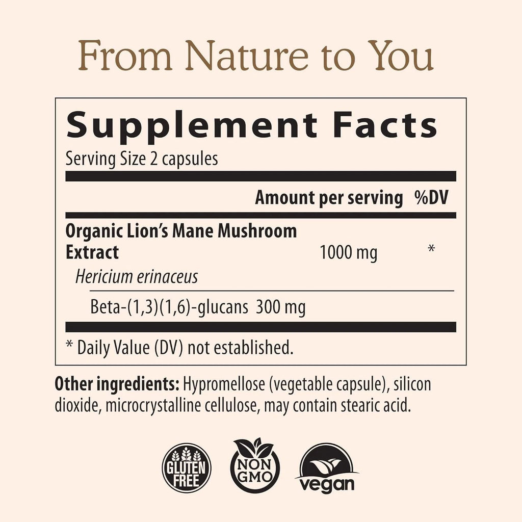 Real Mushrooms Organic Lions Mane Mushroom Capsules - 120 Count