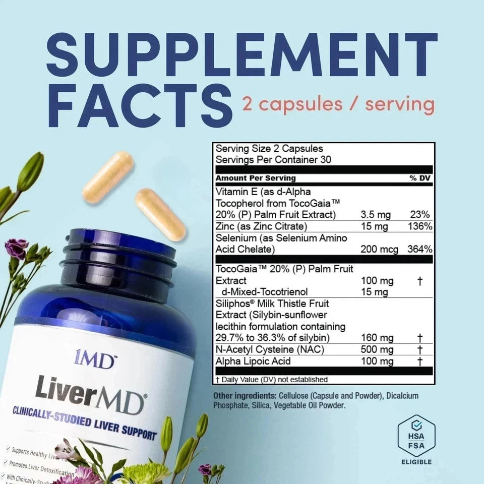1MD LiverMD Liver Repair Support Supplement New Sealed 60 Capsules