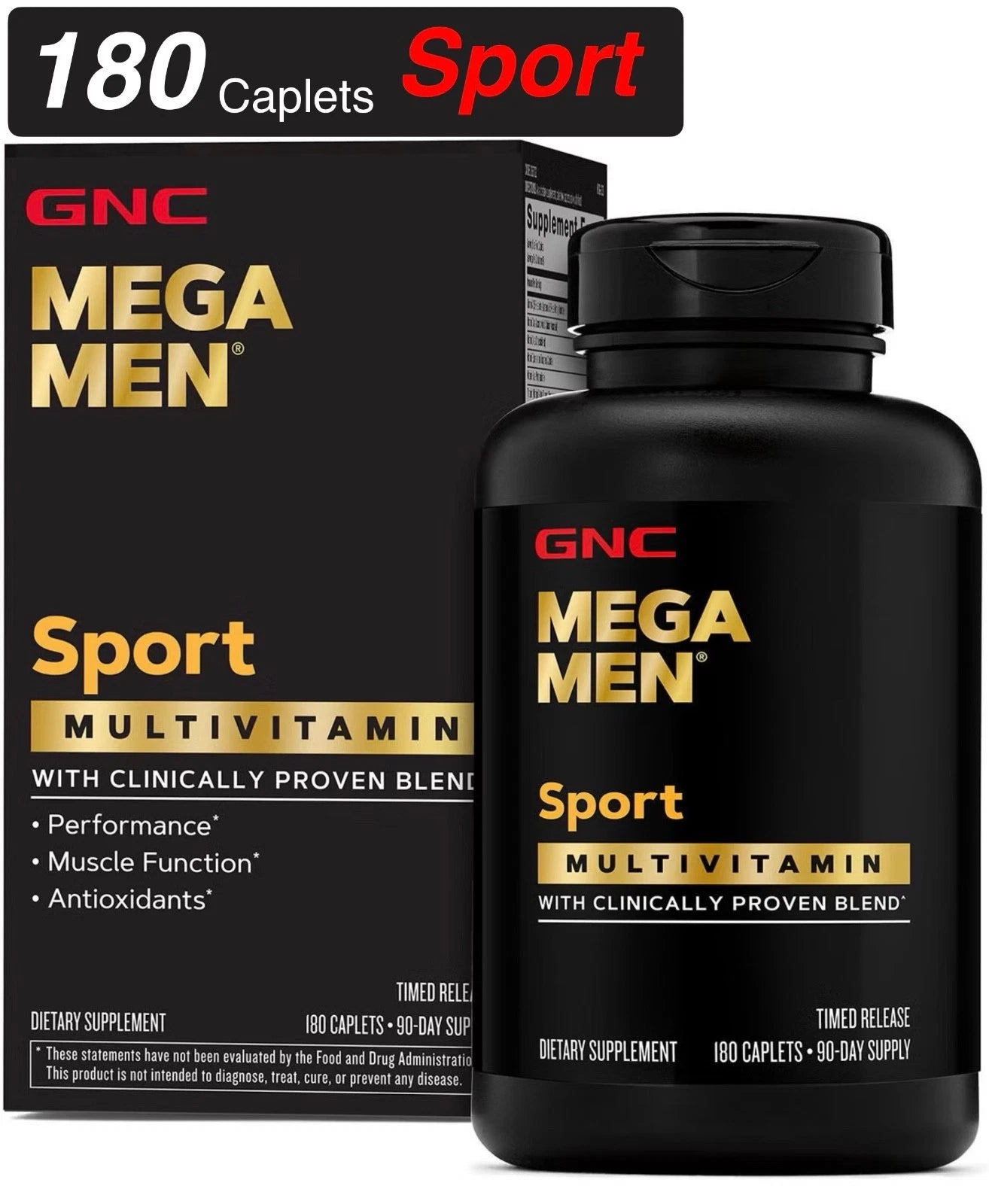 GNC Mega Men Sport Multivitamin 180 Caplets Muscle Function Performance New