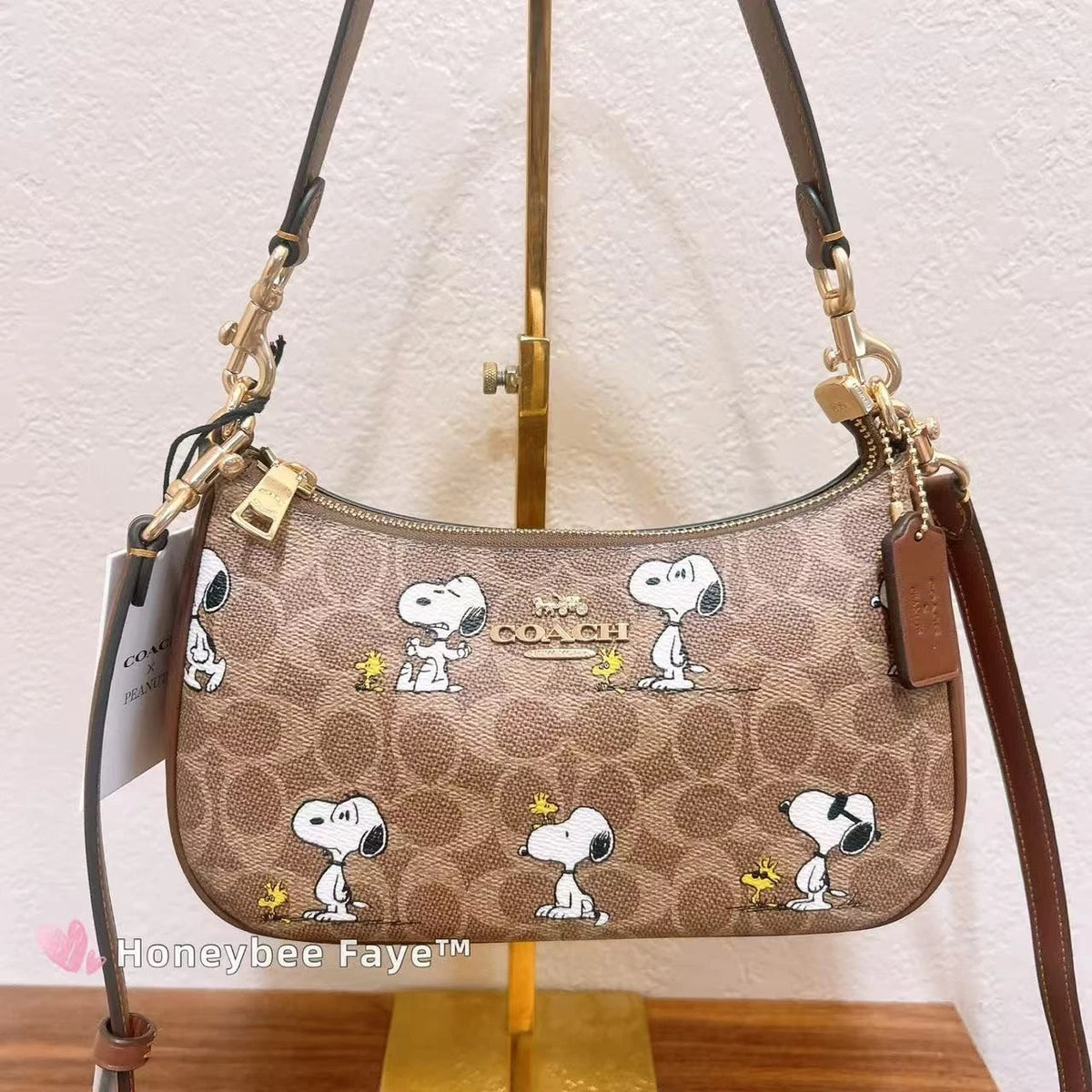 Coach X Peanuts Teri Shoulder Bag In Signature Canvas Snoopy Print CBJ88