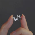 Adjustable Butterfly Crystal Ring Women Silver Color