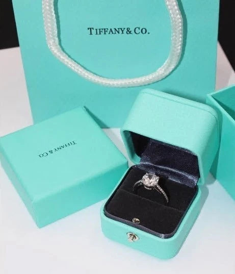 Authentic Tiffany & Co. Engagement Ring Box Set – Box, Pouch, Outer Box & Gift