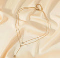 Women Layered Pendant Necklace Gold Color