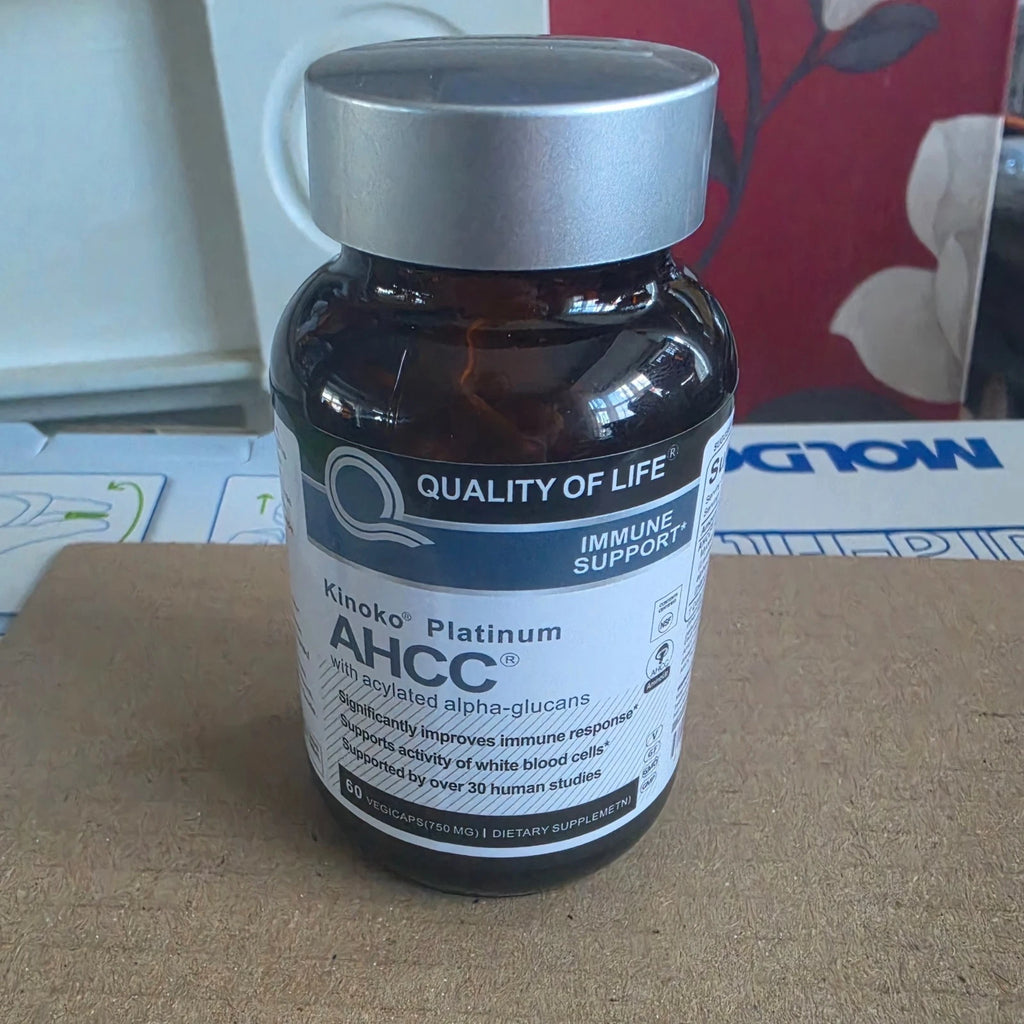 Q of Life AHCC Kinoko Platinum 750mg Immune Support 60 Veg Caps