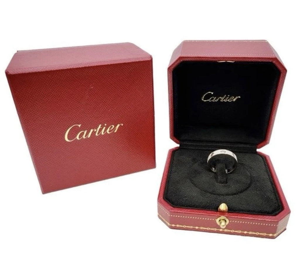 Cartier Love 18K White Gold Paved Diamond Band Ring,