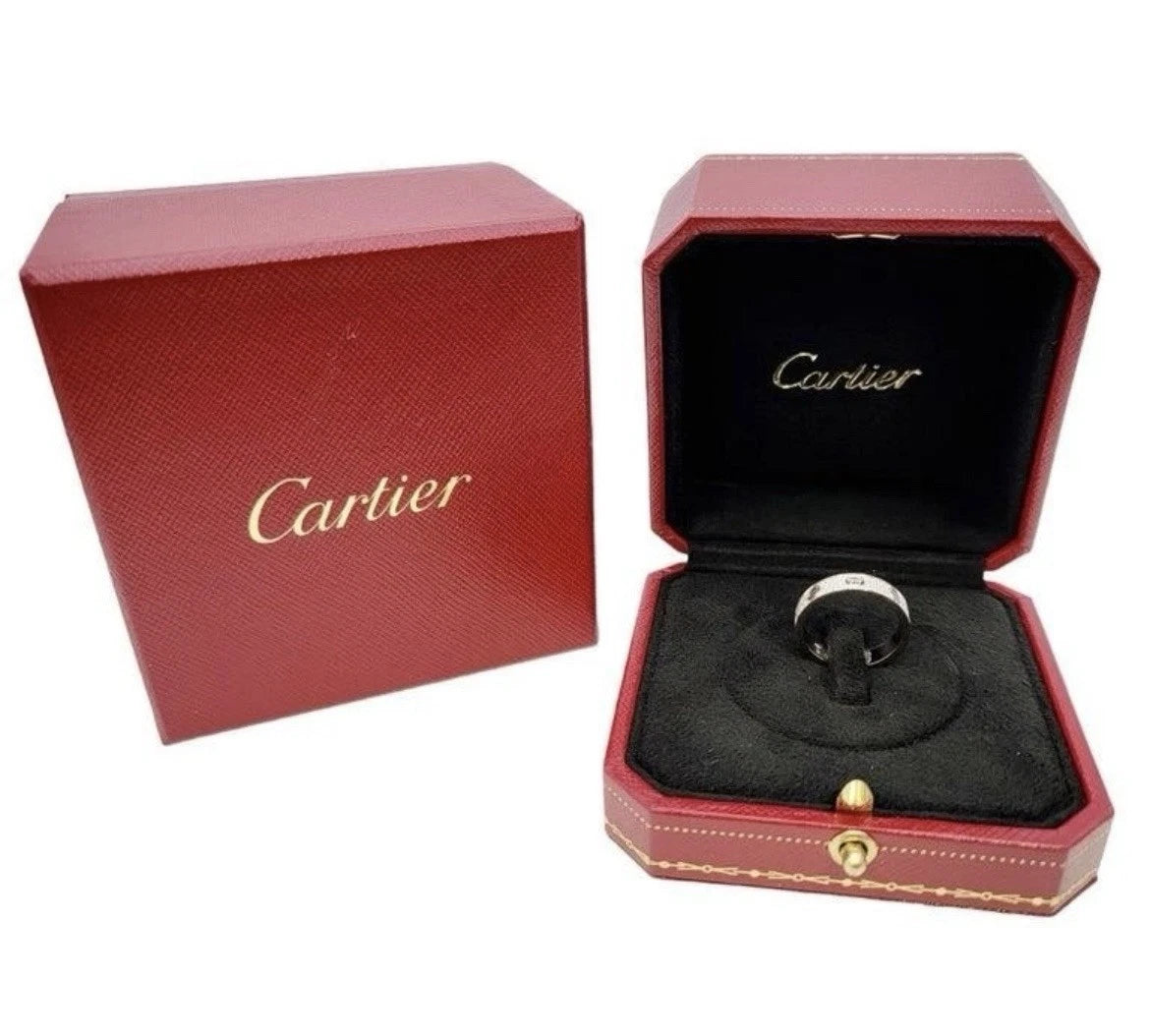 Cartier Love 18K White Gold Paved Diamond Band Ring,