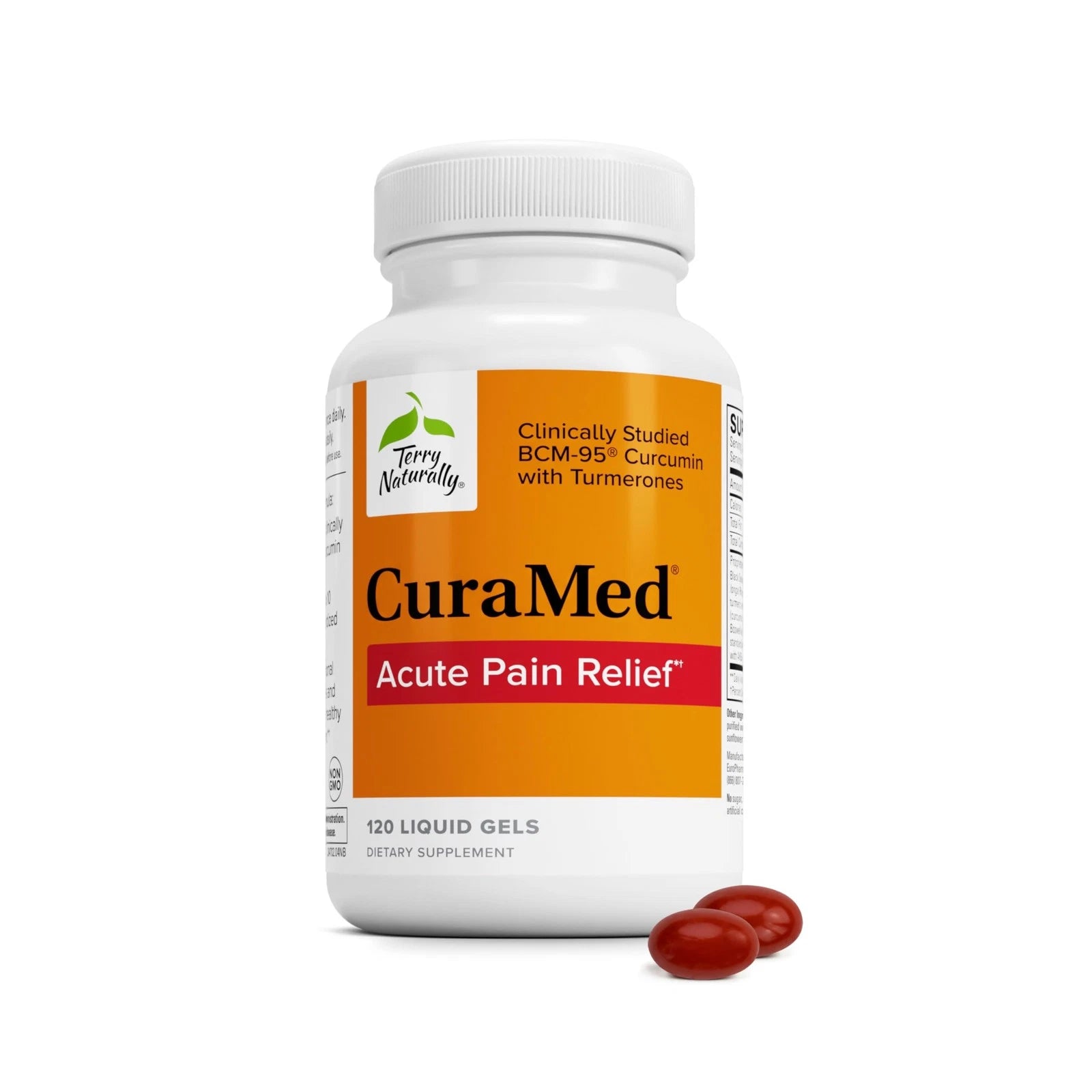 Terry Naturally CuraMed Acute Pain Relief BCM-95 Curcumin 120 Softgels