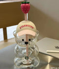 New 20OZ Starbucks Bearista Bear Cup Tumblers W/ Strawberry Topper Baseball Cap