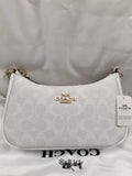 Coach Teri 2Way Shoulder Bag CA548 Signature Canvas White Smooth Leather