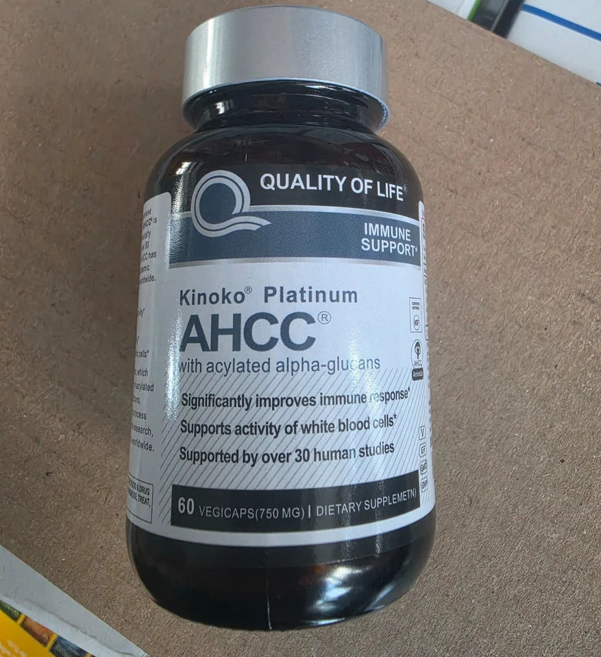 Q of Life AHCC Kinoko Platinum 750mg Immune Support 60 Veg Caps