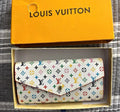 Louis Vuitton Multicolor Monogram Wallet White/Pink Folding Credit Card Clutch