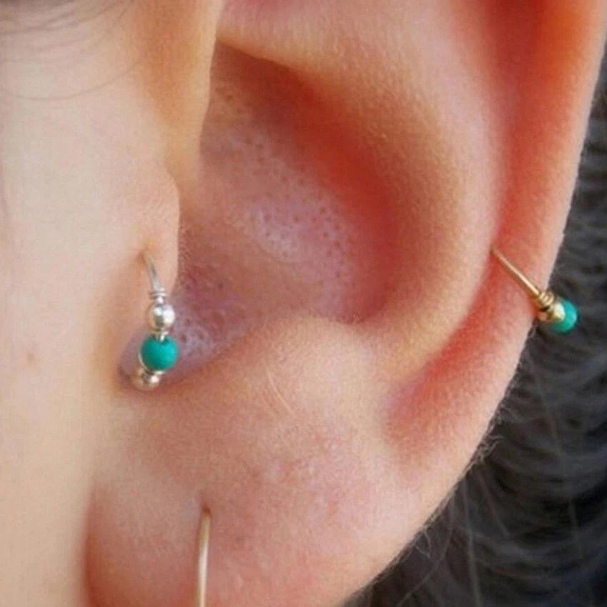 Bohemia Nose Ring Turquoise Surgical Steel Bone Stud Body Piercing Earring