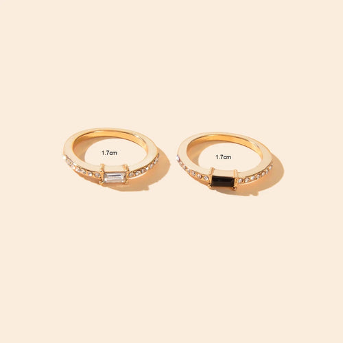 2 pcs Exquisite Rhinestone Decor Finger Ring set for Women Party Daily Jewelry