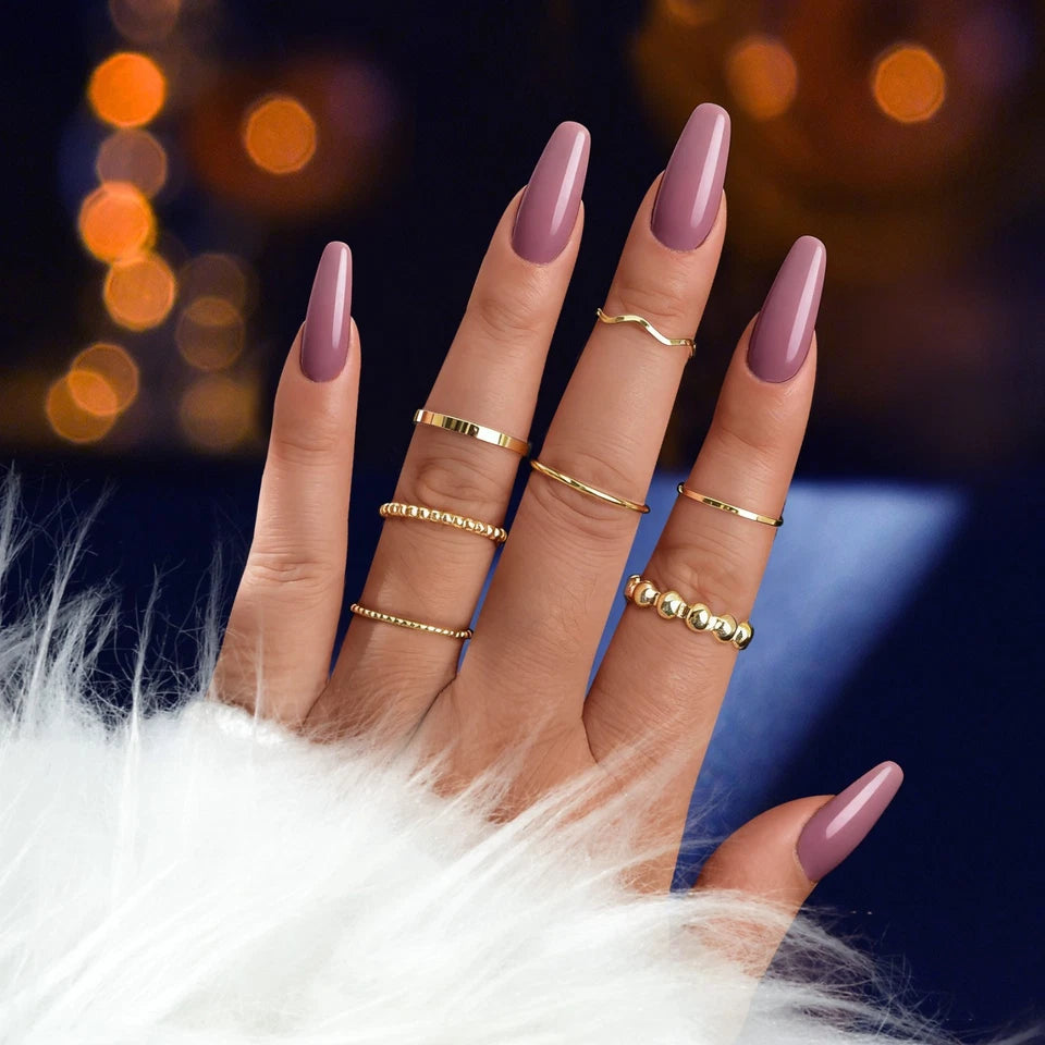 7pcs Minimalist Nightclub Gold Stackable Boho Midi Finger Multiple Knuckle Ring
