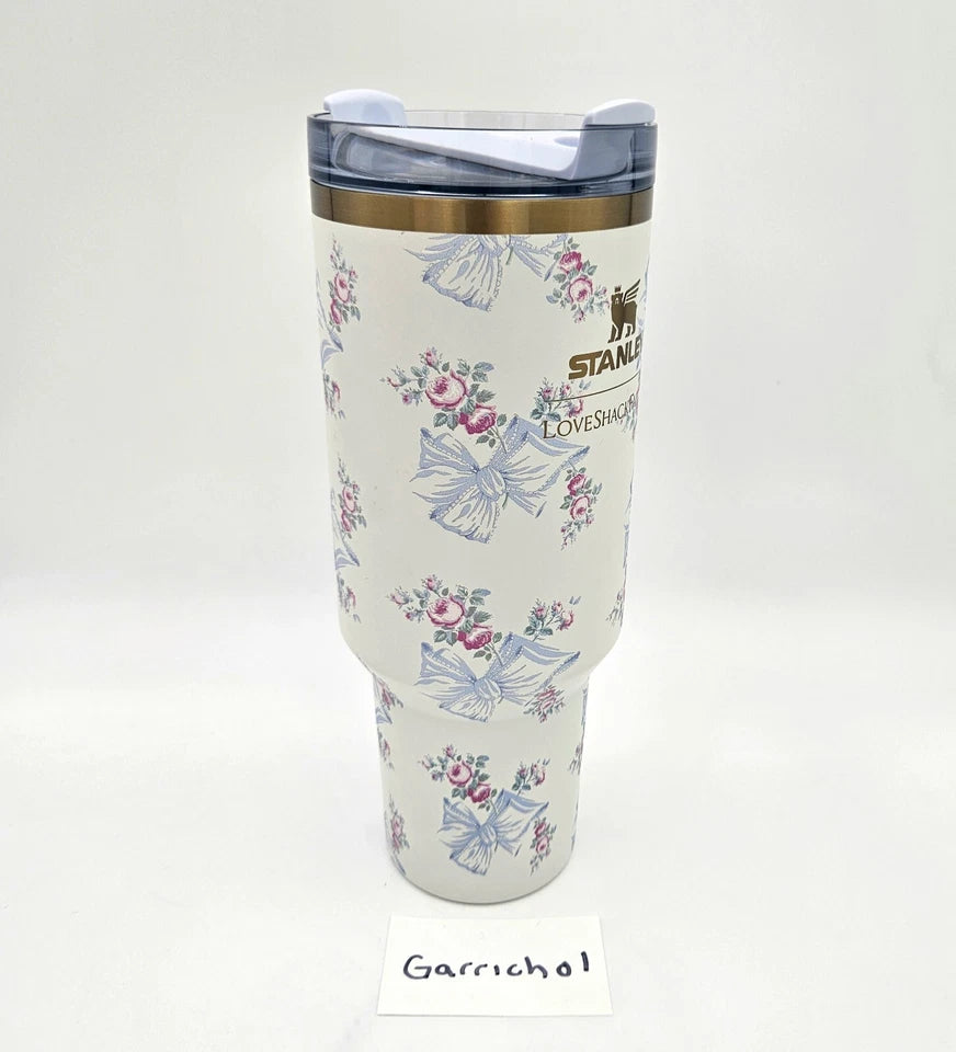 Stanley 40oz Love Shack Rosa Beaux Blue Tumbler Quencher Limited New Authentic