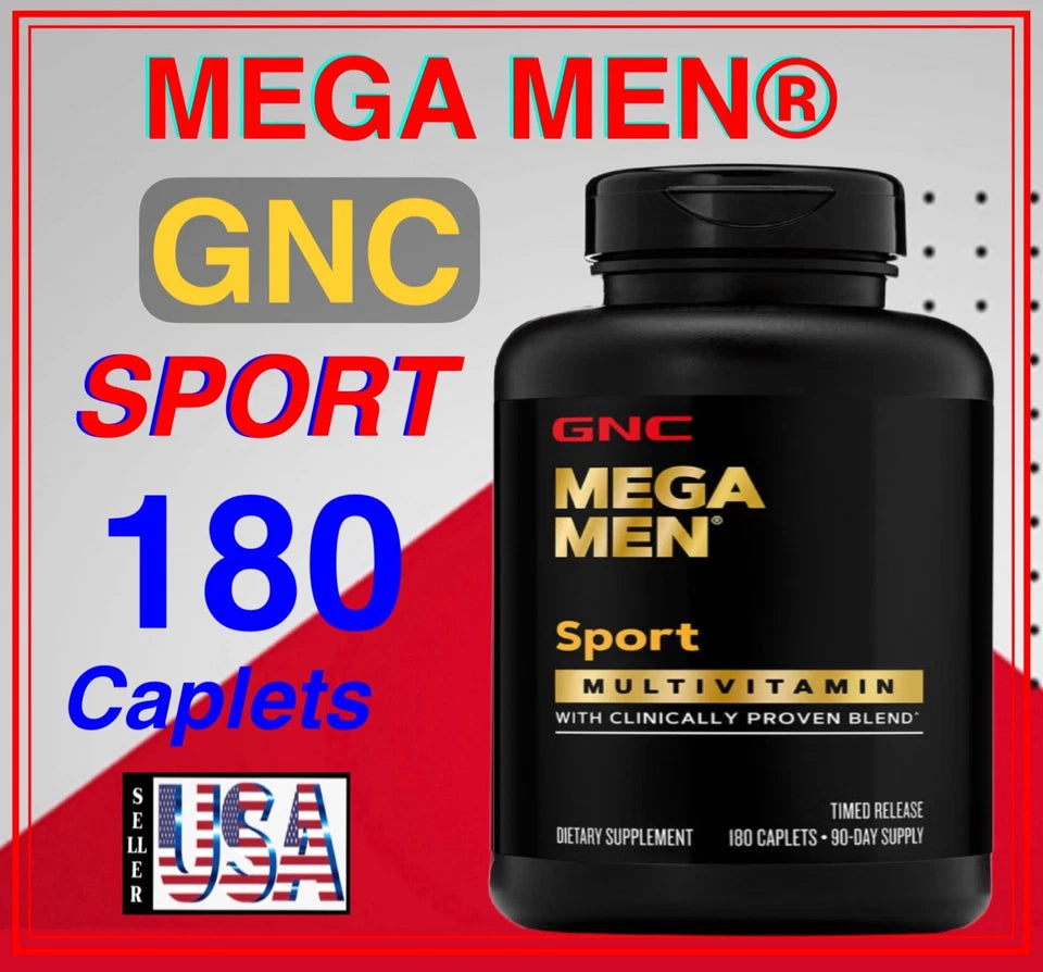 GNC Mega Men Sport Multivitamin 180 Caplets Muscle Function Performance New