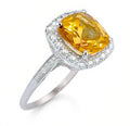 GENUINE 3.42 Cts YELLOW TOPAZ & DIAMONDS RING 10K WHITE GOLD - Free Appraisal