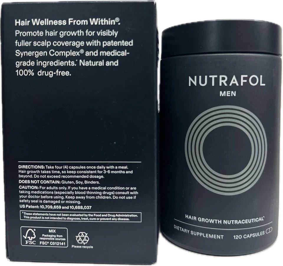 Nutrafol Men Supplement Hair Growth Nutraceutical 120 Capsules- 1 Month Supply